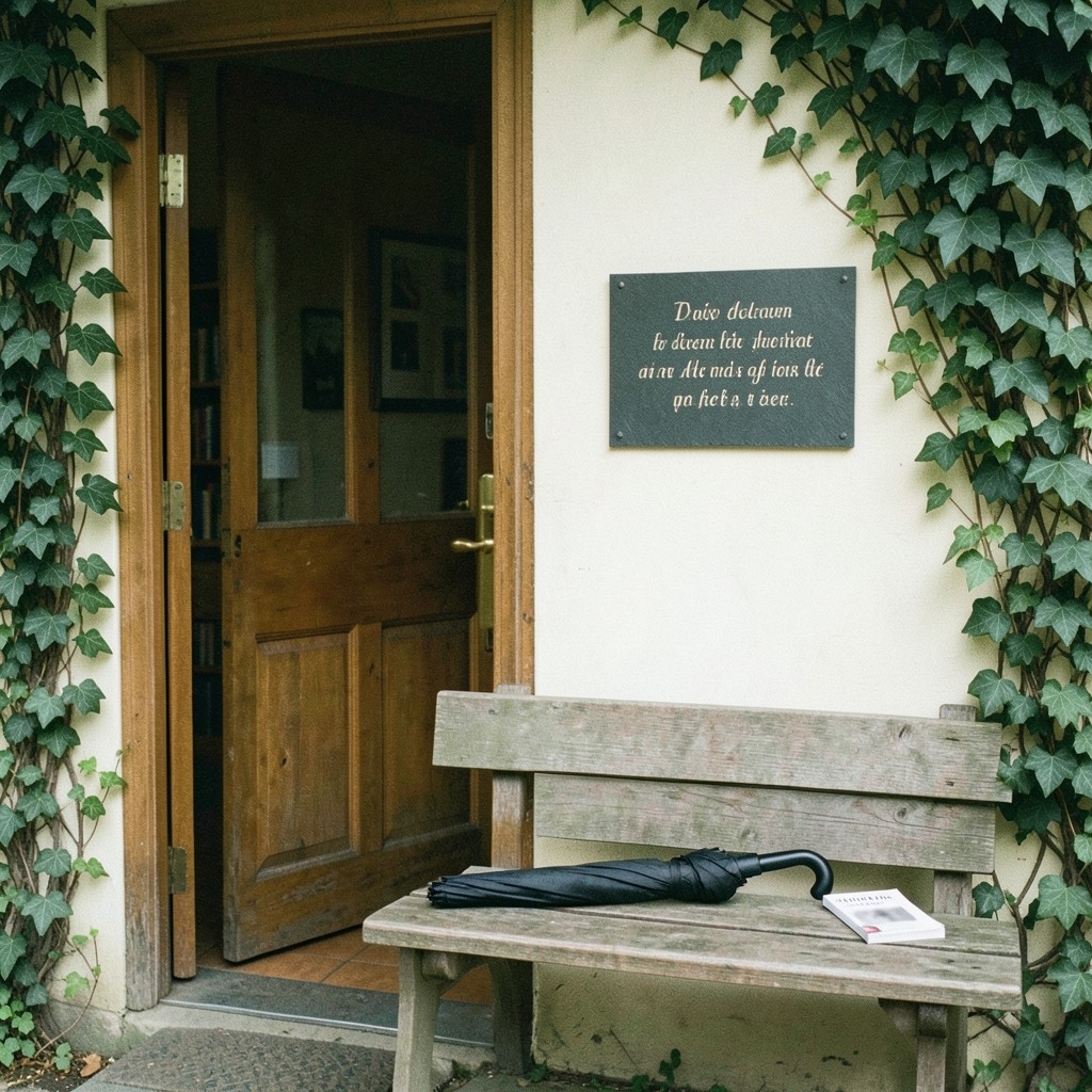 A reading desk with a brass bell and a stack of query slips